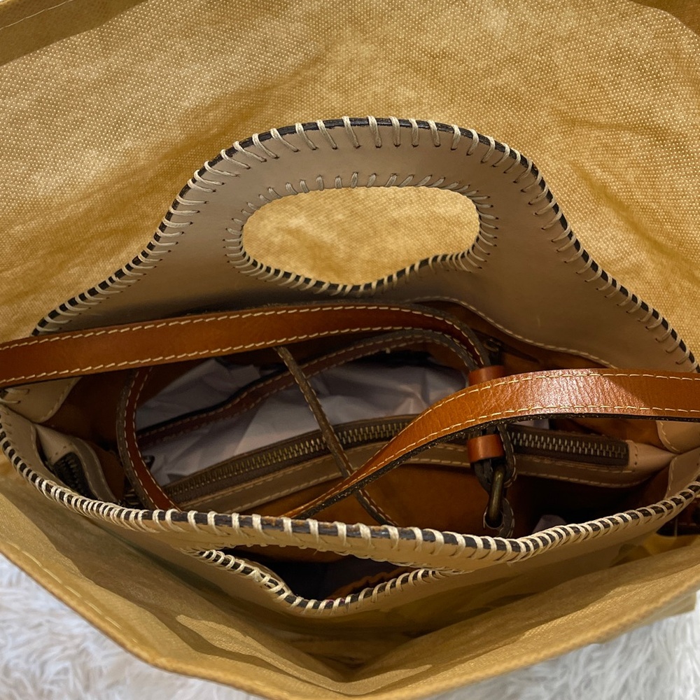 PATRICIA NASH Tan and Brown FLOWER  Leather Bag WITH DUST BAG  SOME SMALL MARKS - Picture 10 of 13